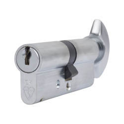 ERA 1 Star 6 Pin Kitemarked 80mm Euro Thumbturn Cylinder - 40mm Turn + 40mm - Satin Chrome