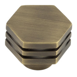 Hoxton by Frelan Nile Hex Cabinet Knob - 30mm Diameter - Antique Brass