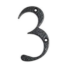 76mm Screw Fix Door Numeral - 3 - Antique Black Iron