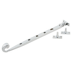 Hampstead Solid Curl Casement Window Stay - 12"/300mm Length - Polished Chrome