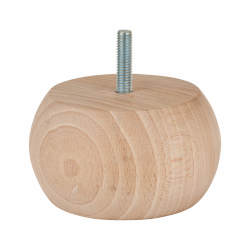 Round Wooden Cabinet Furniture Leg - 90 x 50mm - Raw Beech