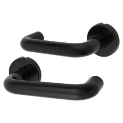 Hoppe AR600/20 Ebony Black Nylon Steel Core Safety Door Handle on Rose - Paris Range