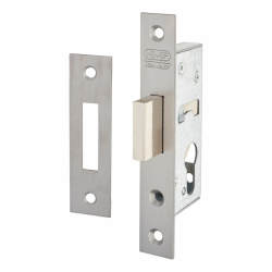 Nemef 9600 Narrow Style Euro Deadlock - 45mm Case - 30mm Backset - Satin Stainless Steel