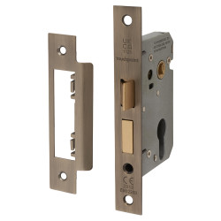 Touchpoint Contract Euro Profile Sashlock - 65mm Case - 44mm Backset - Antique Brass