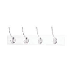 Altro Hat & Coat Hook Rail - 450 x 70 x 15mm - 4 Hooks - Cream Board with Polished Chrome Hooks
