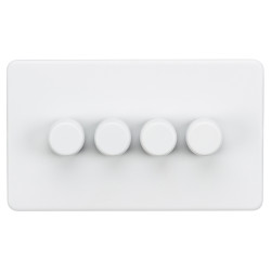 Knightsbridge 5 - 150W 4 Gang 2 Way Push On/Off Rotary Intelligent LED Dimmer Switch - Matt White