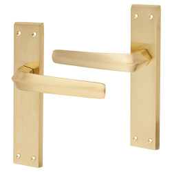 Altro Satin Brass Latch Door Handles - Norley Range - 200 x 42mm