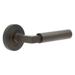 Burlington by Frelan Dark Bronze Fire Rated Door Handles on Round Rose - Westminster Range