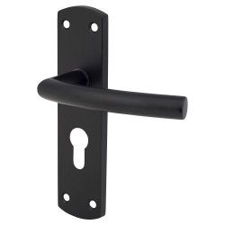 Altro Matt Black Arched Euro Lock Door Handles - 172 x 44mm