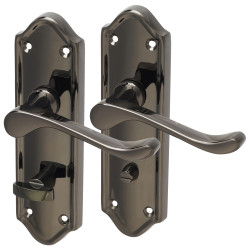 Altro Black Nickel Scroll Bathroom Door Handles - Ashmead Range - 168 x 46mm