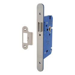 Hampstead Architectural DIN Latch - 85mm Case - 60mm Backset - Radius - Satin Stainless Steel