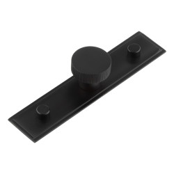 Hoxton by Frelan Thaxted Lines Round Cabinet Knob on Stepped Backplate - 30mm Diameter - Black