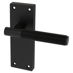 Altro Matt Black Reeded Latch Door Handles - Lily Range - 155 x 55mm