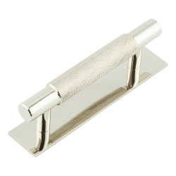 Hoxton by Frelan Taplow 18mm Knurled T-Bar Cabinet Pull Handle on Plain Backplate - 96mm c/c - Polished Nickel