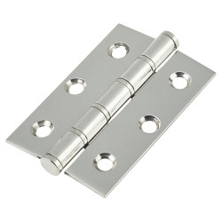 Washered Stainless Steel Butt Door Hinge - 76 x 51 x 2mm - Polished Stainless - Pair