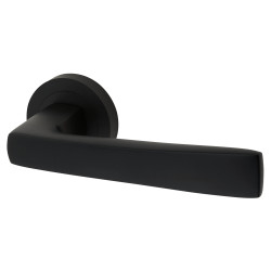 Altro Matt Black Door Handles on Round Rose - Ivy Range