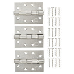 Altro Twin Ball Bearing Grade 13 Butt Fire Door Hinge - 100 x 75 x 3mm - 201 Stainless - Pack of 3