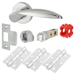 Jigtech Polished Chrome Latch Door Handles on Rose Pack - Passage - Cresta Range