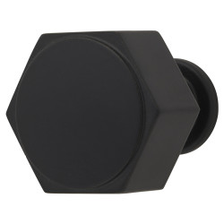 Alexander & Wilks Vesper Hex Cabinet Knob - 33mm Diameter - Matt Black