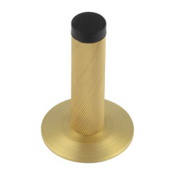 Burlington by Frelan Knurled Projection Door Stop on Chamfered Rose - 76mm Projection - Satin Brass