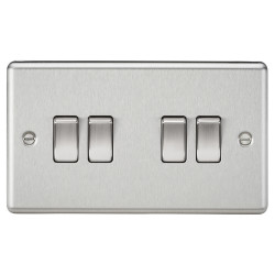 Knightsbridge 10AX 4 Gang 2 Way Round Edge Light Switch - Brushed Chrome