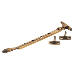 Altro Cast Reeded Casement Window Stay - 10"/250mm Length - Antique Brass