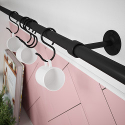 Rothley Kitchen Utensil Rail Kits - 19 x 1000mm - Matt Black
