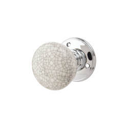 Carlisle Brass Blue Crackle Knob & Chrome Rose Porcelain Mortice Door Knob - 70mm Rose - Delamain
