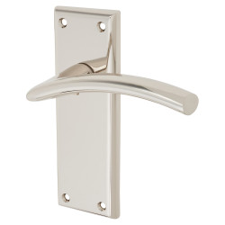 Serozzetta by Carlisle Brass Polished Nickel Latch Door Handles - Trenta Range - 150 x 50mm
