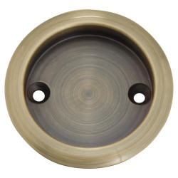 Klug Round Screw Fixed Flush Handle - 63mm Diameter - Antique Brass