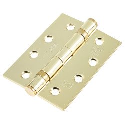 Jedo Twin Ball Bearing Steel Grade 11 Butt Fire Door Hinge - 102 x 76 x 2.7mm - Pol Brass - Pair