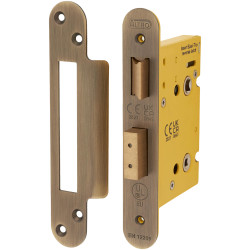 Altro Architectural Bathroom Lock - 78mm Case - 57mm Backset - Radius - Antique Brass