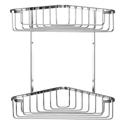 Croydex Wirework Large Corner Shower Basket - Two Tier - 305 x 275 x 165mm - Mild Steel