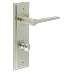 Burlington by Frelan Satin Nickel Fire Rated DIN Bathroom Door Handles - Knightsbridge - Inner 1 - 200 x 55mm