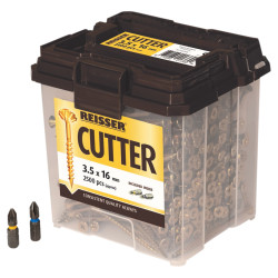 Reisser Cutter Pozi Countersunk Wood Screws Tub - 3.5 x 16mm - Yellow Zinc - Pack of 2500