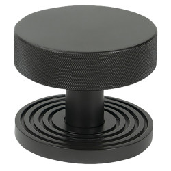 From The Anvil Brompton Round Knurled Centre Door Knob on Beehive Rose - 90mm Rose - Aged Bronze