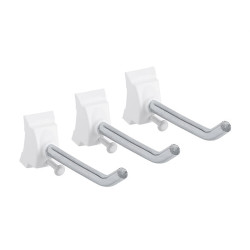 elfa Top Track System - Long Storage Track Hooks - 38 x 96 x 24mm - White - Pack of 3
