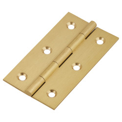 Solid Drawn Butt Cabinet Hinge - 64 x 35 x 1.45mm - Satin Brass - Pair