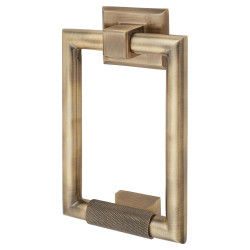 Hampstead Rectangular Knurled Door Knocker - 145 x 100mm - Antique Brass