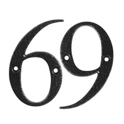 76mm Screw Fix Door Numeral - 6 / 9 - Antique Black Iron