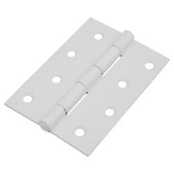 Steel Butt Door Hinge - 100 x 72mm - White - Pair