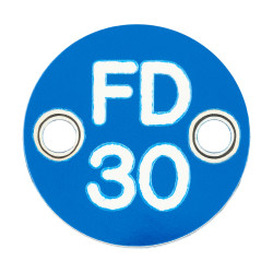 Altro FD30 Fire Door Sign - Drilled - 25mm Diameter - Rigid Plastic - Blue