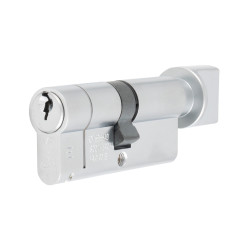 Eurospec 1 Star 6 Pin 80mm Euro Thumbturn Cylinder - 40 + 40mm - Satin Chrome - Keyed to Differ