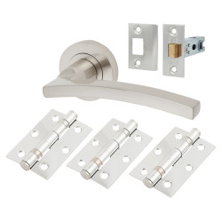 Serozzetta by Carlisle Brass Satin Nickel Latch Door Handles on Rose Ultimate Door Pack - Tavira Range