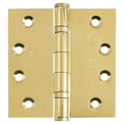 Eclipse Ball Bearing Grade 13 Butt Fire Door Hinge - 102 x 102 x 3mm - Polished Brass - Pair
