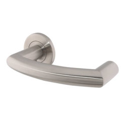 Hampstead Satin Stainless Steel Styled Return to Door Handles on Round Rose