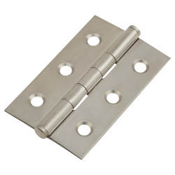 Pressed Butt Door Hinge - 64 x 40 x 1mm - Polished Stainless Steel - Pair