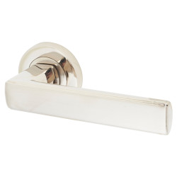 Altro Polished Nickel Door Handles on Round Rose - Zara Range