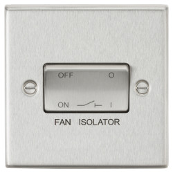 Knightsbridge 10A 1 Gang Square Edge Triple Pole Fan Isolator Switch - Brushed Chrome