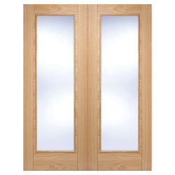 LPD Vancouver Clear Glazed Pre-Finished Internal French Doors - 1981 x 1067 x 40mm - Oak